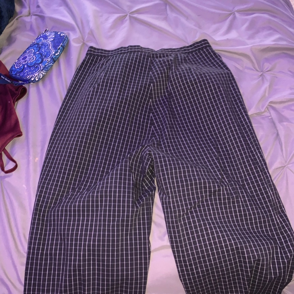 black and white checkered pants